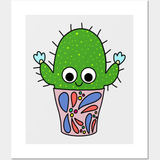 Cute Cactus Design #212: Big Cactus With Flowers In Nice Pot Posters and Art